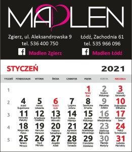 Kalendarzyk magnetyczny 2025 z imieninami